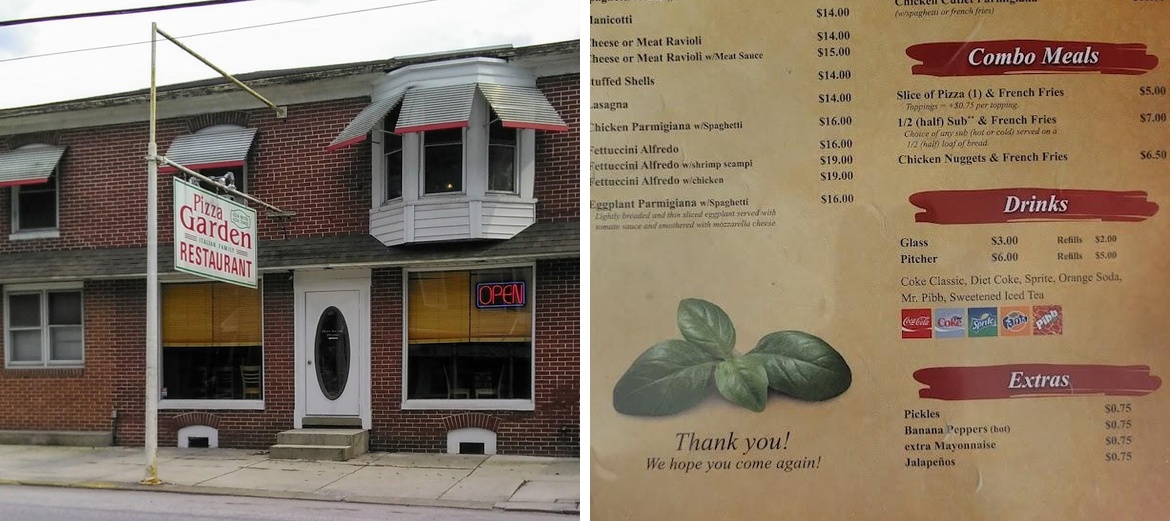 Pizza Garden Italian Restaurant Menu